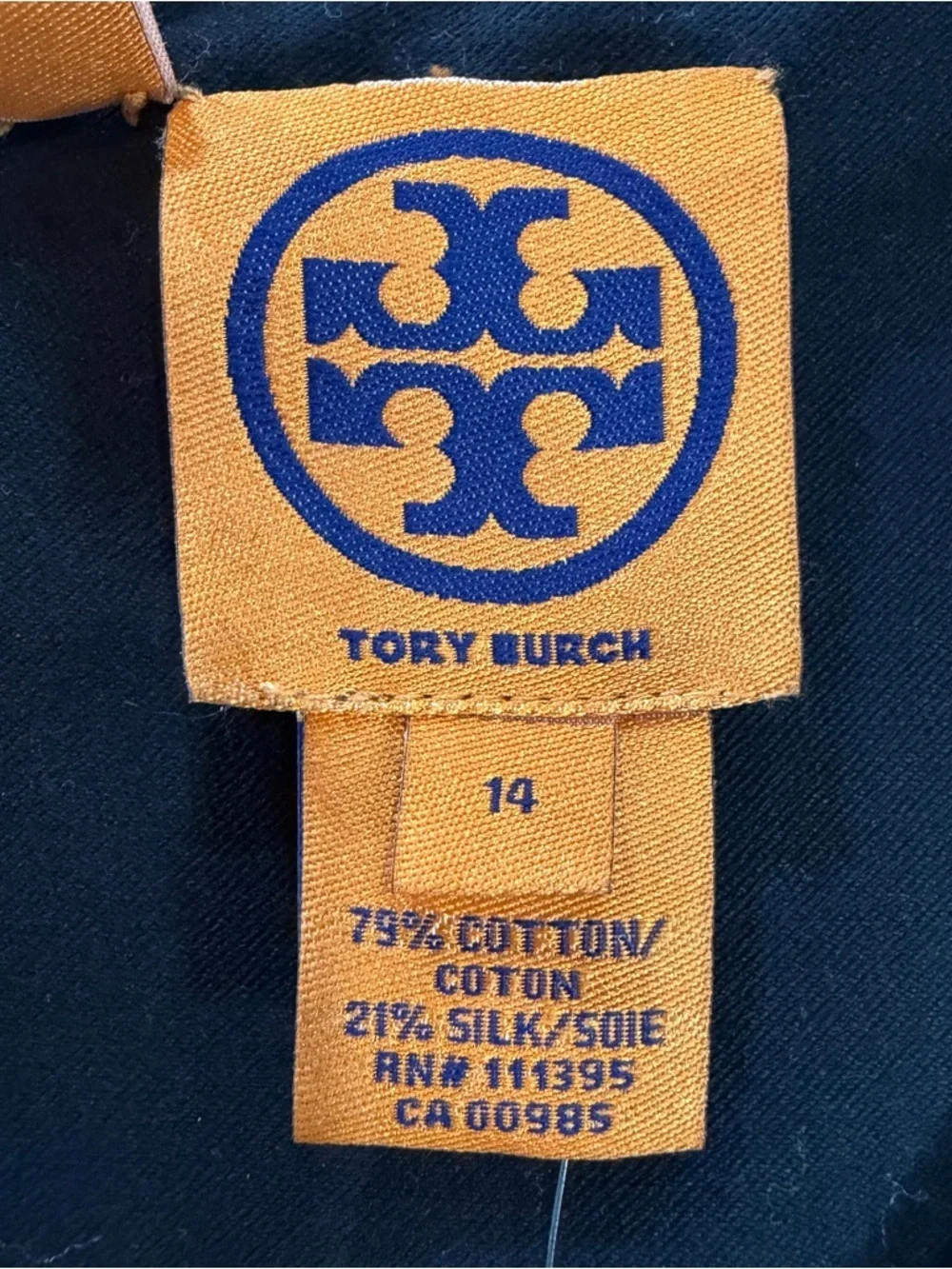 Tory Burch Black Sleeveless Satin Fitted Caroline Dress Sz 14 NWT